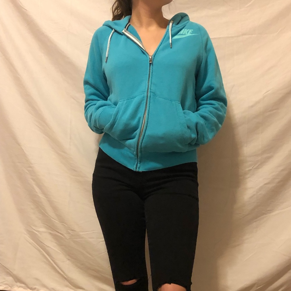 Blue zip up Nike hoodie